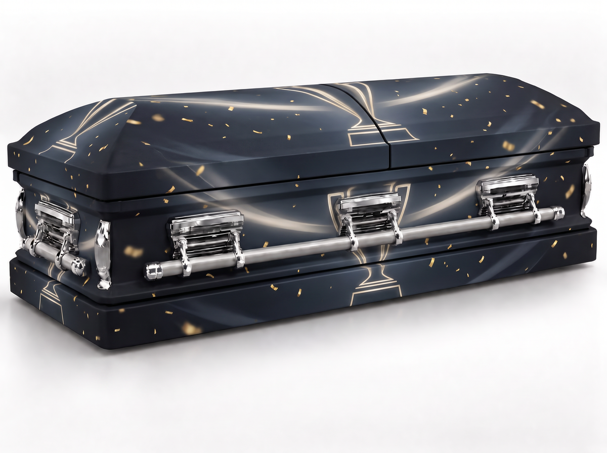 Championship Stadium printed casket wrap kit on the In Memory master casket