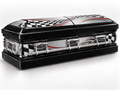 Racing Checkered Flag printed casket wrap kit on the In Memory master casket