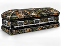 Woodland Camouflage printed casket wrap kit on the In Memory master casket