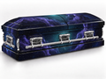Celestial Nebula printed casket wrap kit on the In Memory master casket