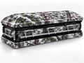 Snow Camouflage printed casket wrap kit on the In Memory master casket
