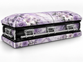 Lavender Floral Marble printed casket wrap kit digital studio rendering with chrome handles; casket and installation not included.