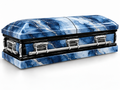 Blue Marble printed casket wrap kit digital studio rendering; casket and installation not included.