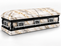 White Gold Marble printed casket wrap kit digital studio rendering; casket and installation not included.