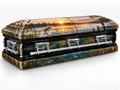 Sunrise Fishing printed casket wrap kit digital studio rendering; casket and installation not included.